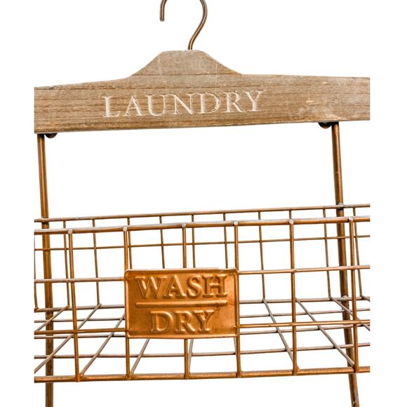 Vintage Rustic Style Laundry Wall Organizer Towel Holder - Picture 3 of 4